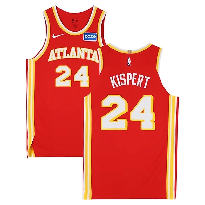 Maillot rouge Nike porté par Corey Kispert (Atlanta Hawks) n° 24 lors du match contre les Boston Celtics le 27 mars 2026 - Taille 50+4