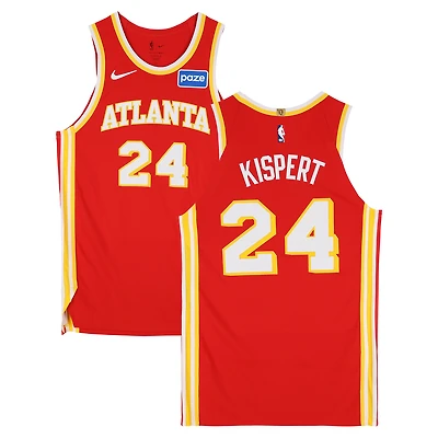 Maillot rouge Nike n° 24 porté par Corey Kispert (Atlanta Hawks) lors du match contre les Detroit Pistons le 25 mars 2026 - Taille 50+4