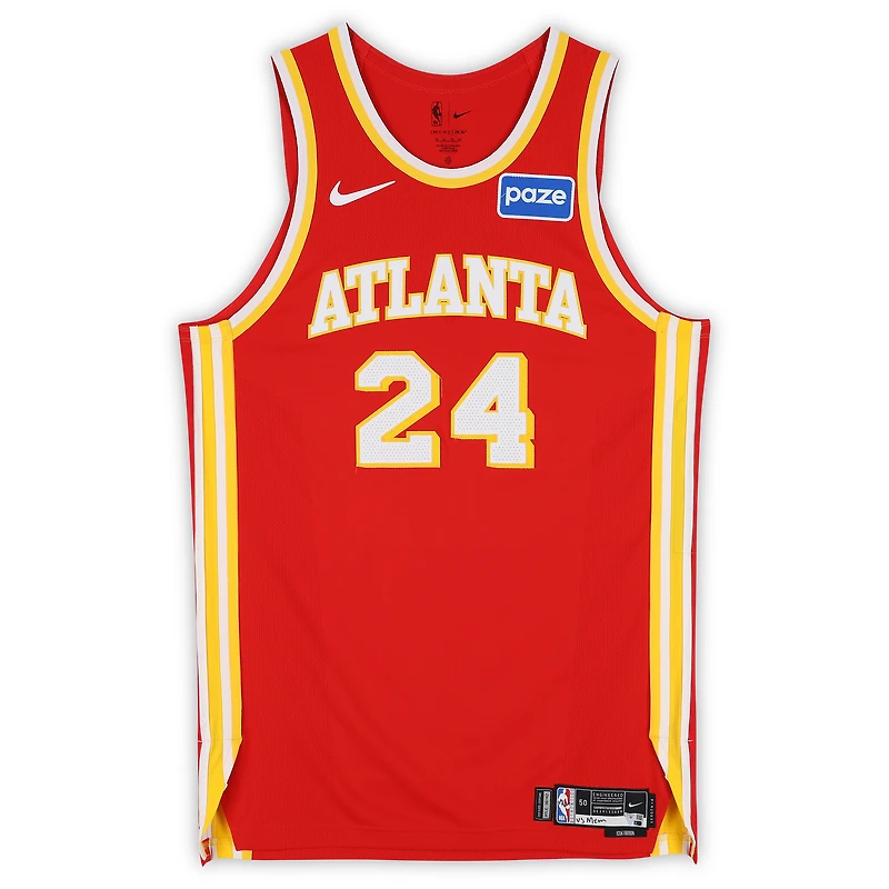 Corey Kispert Atlanta Hawks Game-Used #24 Red Nike Jersey vs. Memphis Grizzlies on March 23, 2026 - Size 50+4