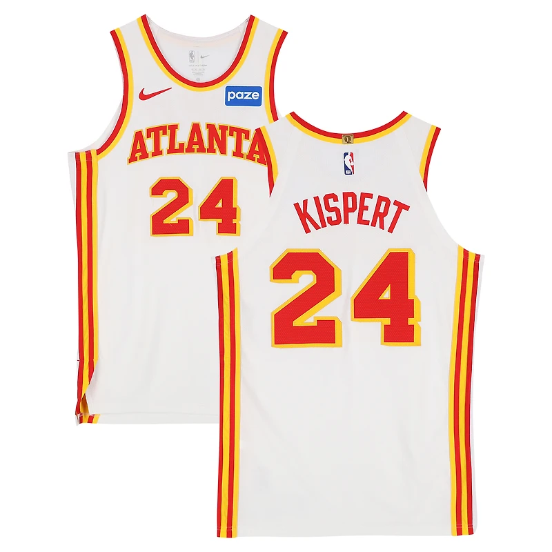Corey Kispert Atlanta Hawks Game-Used #24 White Nike Jersey vs. Brooklyn Nets on April 3, 2026 - Size 50+4