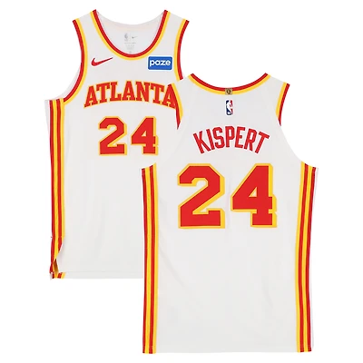 Corey Kispert Atlanta Hawks Game-Used #24 White Nike Jersey vs. Brooklyn Nets on April 3, 2026 - Size 50+4