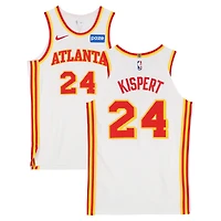Corey Kispert Atlanta Hawks Game-Used #24 White Nike Jersey vs. Brooklyn Nets on April 3, 2026 - Size 50+4