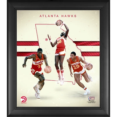 Doc Rivers Dominique Wilkins & Tree Rollins Atlanta Hawks Encadré 15" x 17" Années 1980 Franchise Hardwood Classics Foundations Collage