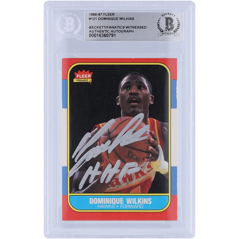 Dominique Wilkins Atlanta Hawks Autographed 1986-87 Fleer Silver Ink #121 Beckett Fanatics Witnessed Authenticated Card with "HHR" Inscription