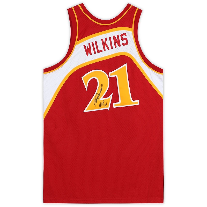 Dominique Wilkins Atlanta Hawks Autographed Red Mitchell and Ness 1986 Hardwood Classic Logo Authentic Jersey with "HOF 15" Inscription