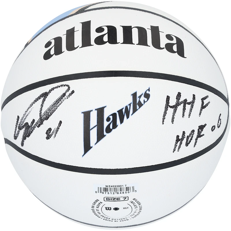Dominique Wilkins Atlanta Hawks Autographed Wilson City Edition 2024-25 Collector Basketball with "HHF" & "HOF 06" Inscriptions