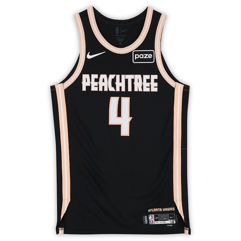 Gabe Vincent Atlanta Hawks Game-Used #4 Black Nike City Edition Jersey vs. Cleveland Cavaliers on April 10, 2026 - Size 48+4