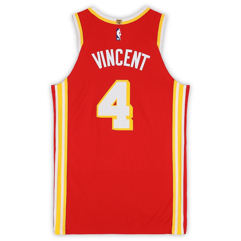 Gabe Vincent Atlanta Hawks Game-Used #4 Red Nike Jersey vs. Detroit Pistons on March 25, 2026 - Size 48+4