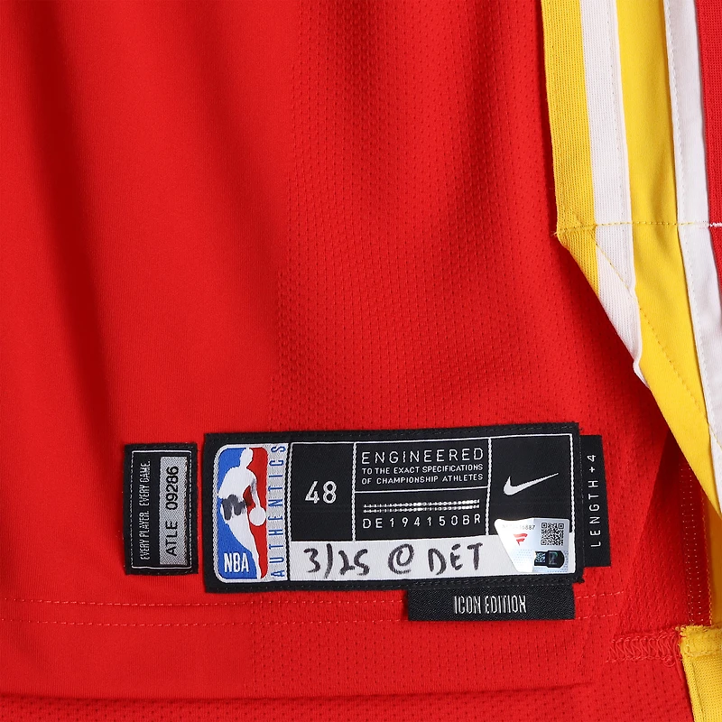 Gabe Vincent Atlanta Hawks Game-Used #4 Red Nike Jersey vs. Detroit Pistons on March 25, 2026 - Size 48+4