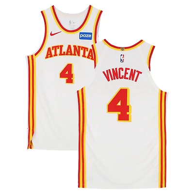 Gabe Vincent Atlanta Hawks Game-Used #4 White Nike Jersey vs. New York Knicks on April 25 and 30, 2026 - Size 48+4