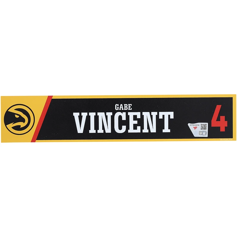 Gabe Vincent Atlanta Hawks Player-Issued #4 Black Nameplate from the 2025-26 NBA Season
