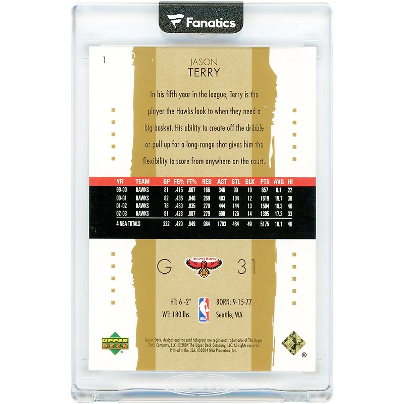 Jason Terry Atlanta Hawks 2003-04 Upper Deck Exquisite Collection Gold #1 #12/25 Card