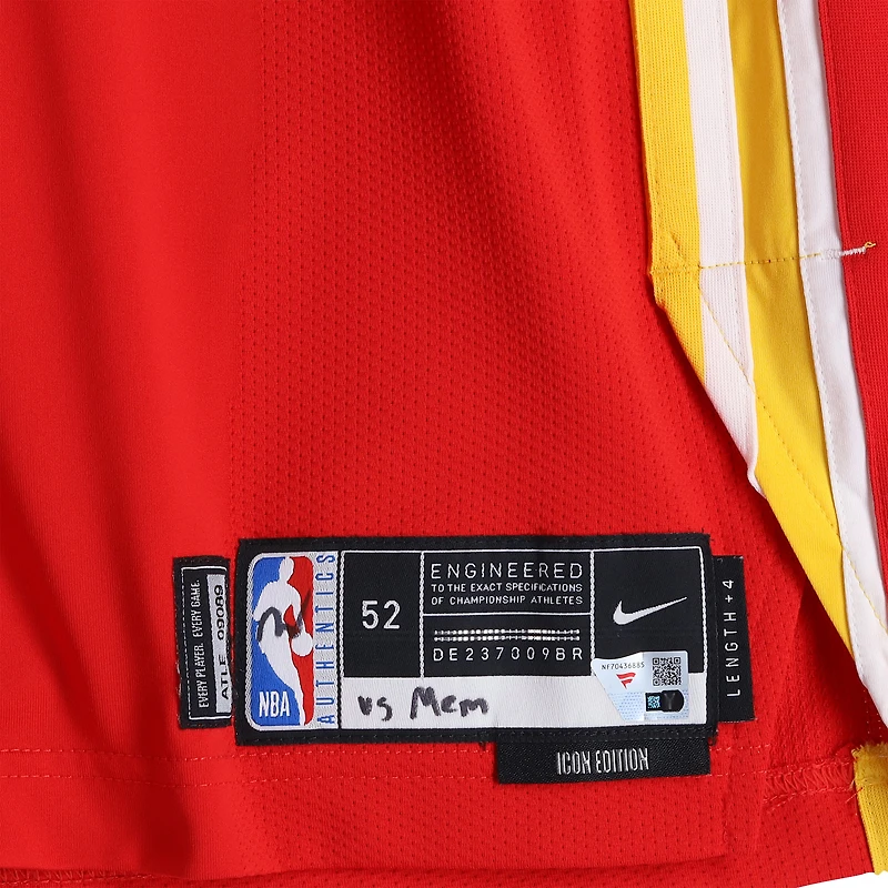 Jock Landale Atlanta Hawks Game-Used #31 Red Nike Jersey vs. Memphis Grizzlies on March 23, 2026 - Size 52+4