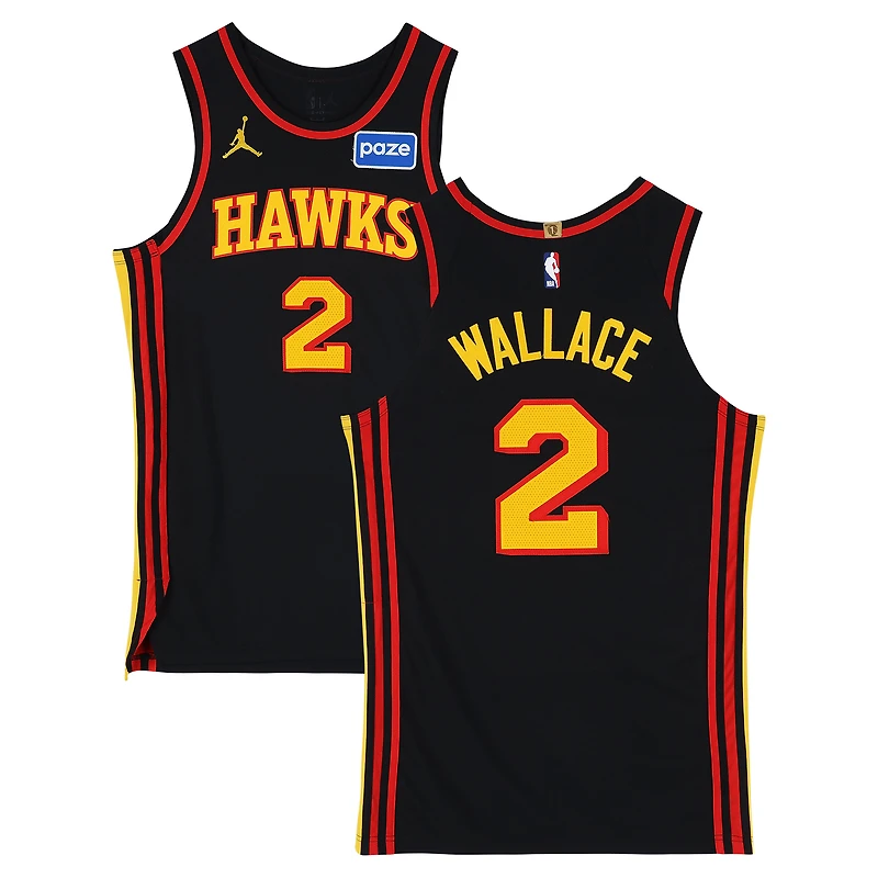 Keaton Wallace Atlanta Hawks Game-Used #2 Black Jordan Brand Jersey vs. Miami Heat on April 12, 2026 - Size 48+4