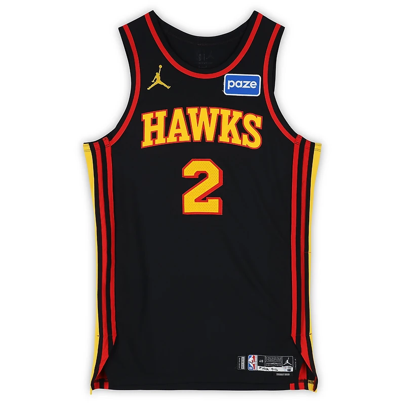 Keaton Wallace Atlanta Hawks Game-Used #2 Black Jordan Brand Jersey vs. Miami Heat on April 12, 2026 - Size 48+4