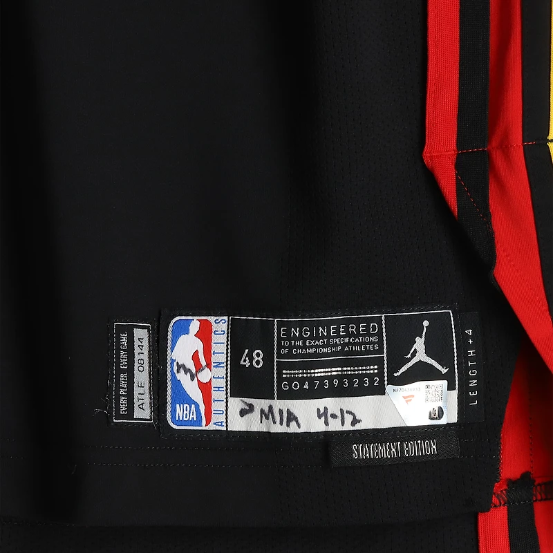 Keaton Wallace Atlanta Hawks Game-Used #2 Black Jordan Brand Jersey vs. Miami Heat on April 12, 2026 - Size 48+4