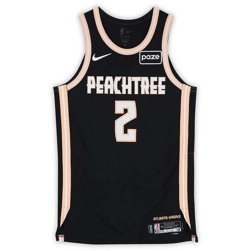Keaton Wallace Atlanta Hawks Game-Used #2 Black Nike City Edition Jersey vs. Cleveland Cavaliers on April 10, 2026 - Size 48+4