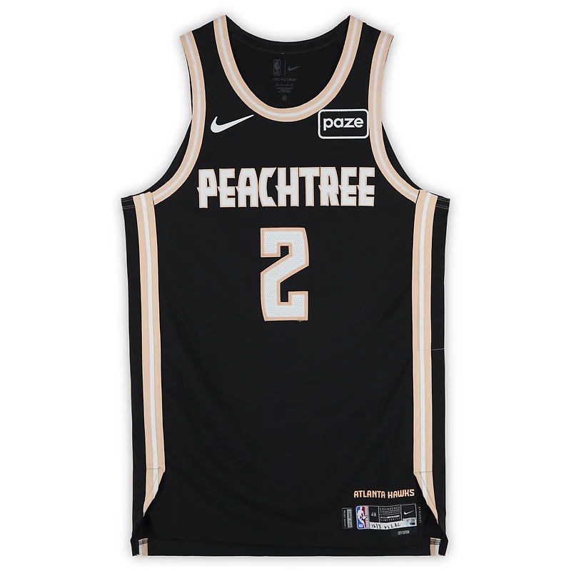 Maillot Nike City Edition noir n° 2 porté par Keaton Wallace (Atlanta Hawks) lors du match contre les Los Angeles Clippers le 3 décembre 2025 - Taille 48+4