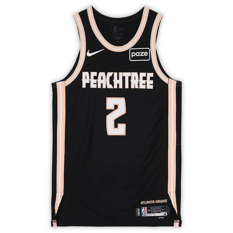 Keaton Wallace Atlanta Hawks Game-Used #2 Black Nike City Edition Jersey vs. Washington Wizards on February 26, 2026 - Size 48+4