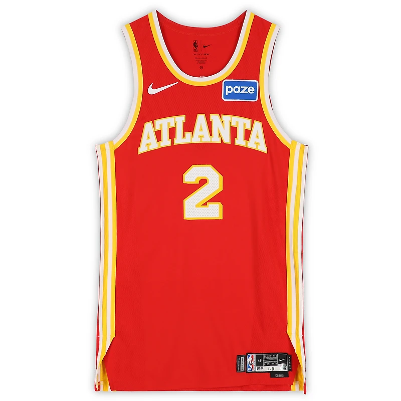 Keaton Wallace Atlanta Hawks Game-Used #2 Red Nike Jersey vs. Denver Nuggets on December 5, 2025 - Size 48+4