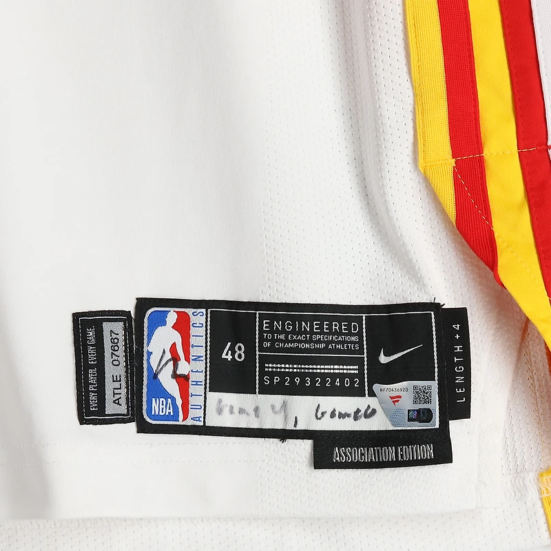 Keaton Wallace Atlanta Hawks Game-Used #2 White Nike Jersey vs. New York Knicks on April 25 and 30, 2026 - Size 48+4