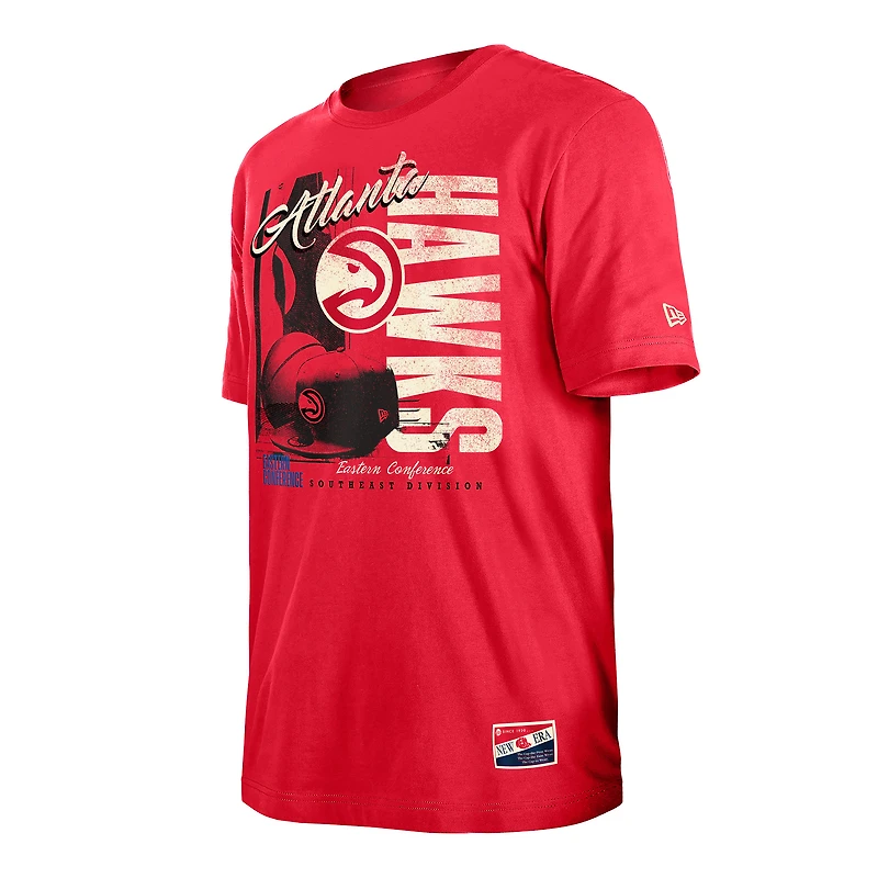 Men's New Era  Red Atlanta Hawks Distressed Throwback Vintage Color Pack T-Shirt