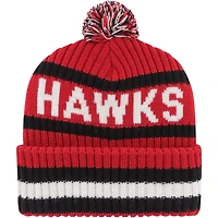Bonnet en tricot à revers Bering '47 Atlanta Hawks rouge pour hommes avec pompon