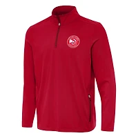 Sweat-shirt à fermeture éclair quart de tour Perilous des Atlanta Hawks d'Antigua Red pour homme