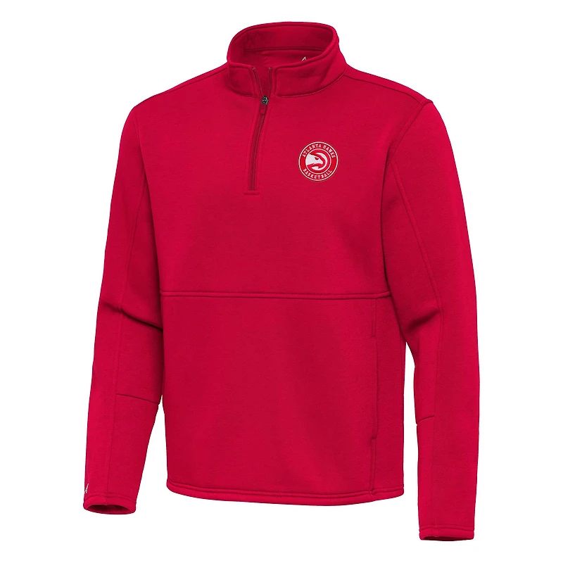 Men's Antigua Red Atlanta Hawks  Twist Quarter-Zip Pullover Top
