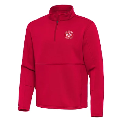 Men's Antigua Red Atlanta Hawks  Twist Quarter-Zip Pullover Top