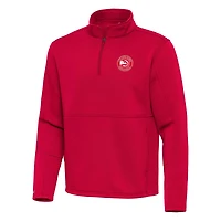 Men's Antigua Red Atlanta Hawks  Twist Quarter-Zip Pullover Top
