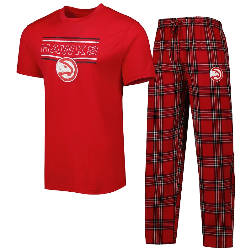 Concepts Sport T-shirt et pantalon de pyjama Atlanta Hawks Badge rouge/noir pour homme