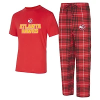 Ensemble de nuit pour homme Concepts Sport rouge/noir Atlanta Hawks Vector avec haut et pantalon en flanelle