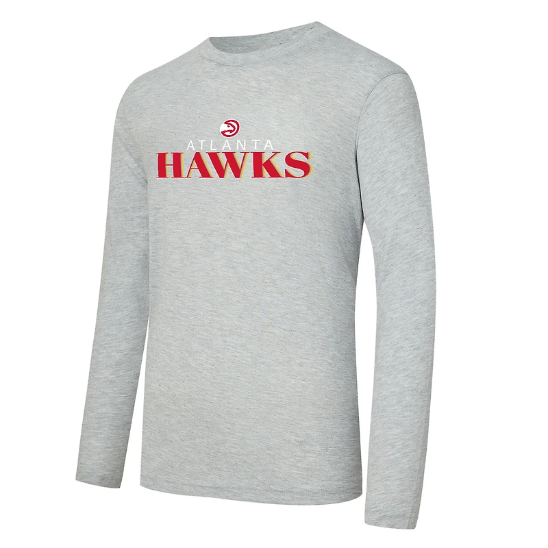 Ensemble t-shirt à manches longues et pantalon carreaux Atlanta Hawks Regulate pour homme, rouge/gris chiné, Concepts Sport