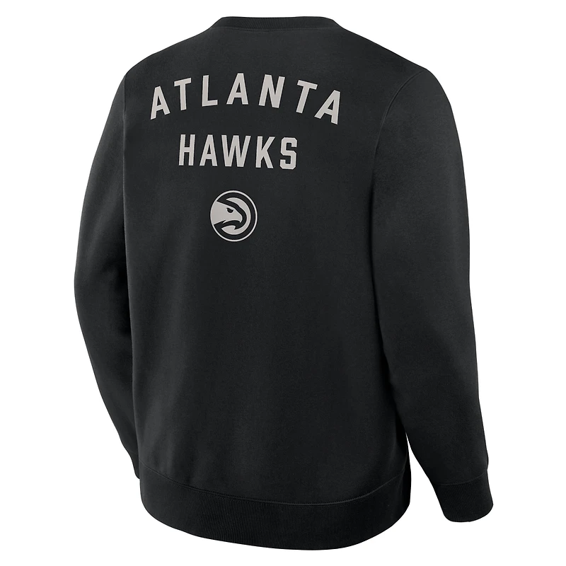 Men's Fanatics Black Atlanta Hawks Crossover Collection Defensive Rotation Drill Premium Pullover Sweatshirt