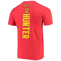 T-shirt rouge avec logo et nom du meneur de jeu Fanatics De'Andre Hunter pour hommes des Hawks d'Atlanta