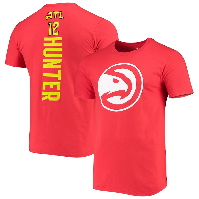 T-shirt rouge avec logo et nom du meneur de jeu Fanatics De'Andre Hunter pour hommes des Hawks d'Atlanta