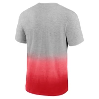 Men's Fanatics Heathered Gray/Red Atlanta Hawks Board Crasher Dip-Dye T-Shirt