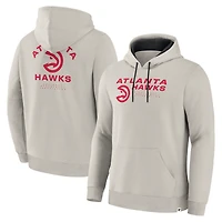 Men's Fanatics Off White Atlanta Hawks Crossover Collection Blocked Shot Premium Pullover Hoodie