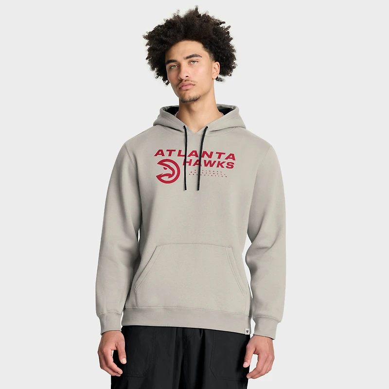 Men's Fanatics Off White Atlanta Hawks Crossover Collection Blocked Shot Premium Pullover Hoodie