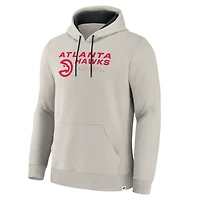 Men's Fanatics Off White Atlanta Hawks Crossover Collection Blocked Shot Premium Pullover Hoodie