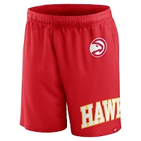 Short en maille à lancer franc Fanatics pour hommes, rouge, Atlanta Hawks