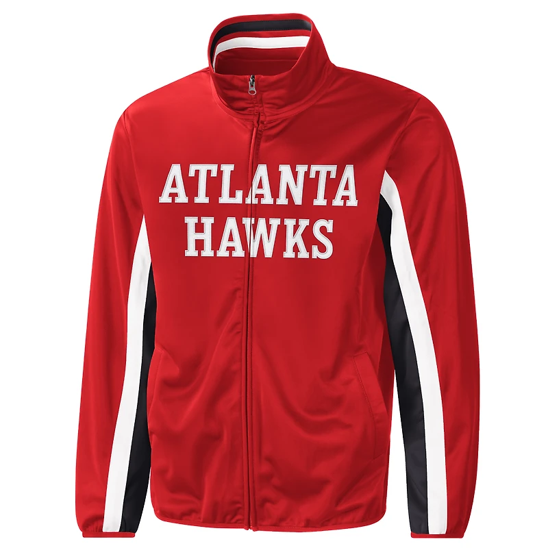 Veste de survêtement zippée G-III Sports by Carl Banks rouge Atlanta Hawks Contender Wordmark pour homme