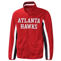 Veste de survêtement zippée G-III Sports by Carl Banks rouge Atlanta Hawks Contender Wordmark pour homme