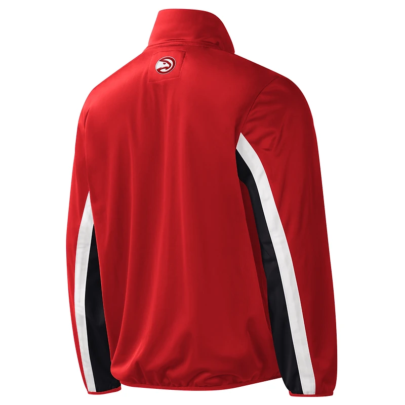 Veste de survêtement zippée G-III Sports by Carl Banks rouge Atlanta Hawks Contender Wordmark pour homme