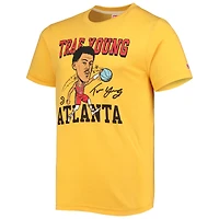 Men's Homage Trae Young Gold Atlanta Hawks Caricature Tri-Blend T-Shirt