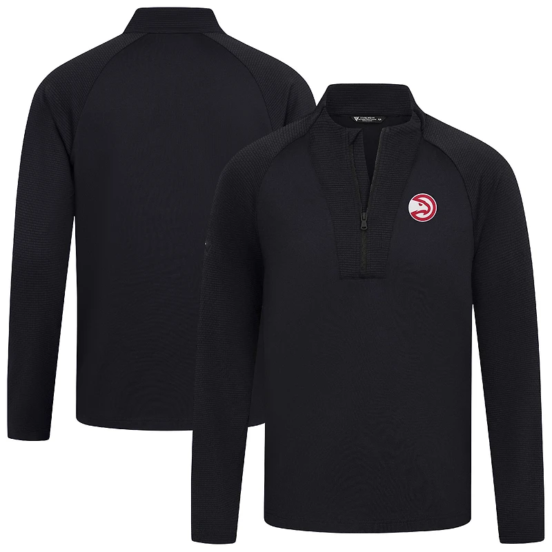 Men's Levelwear Black Atlanta Hawks Volley Quarter-Zip Top