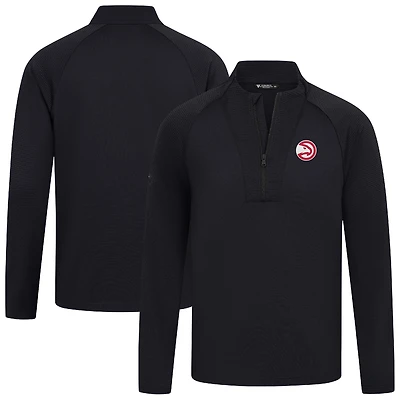 Men's Levelwear Black Atlanta Hawks Volley Quarter-Zip Top