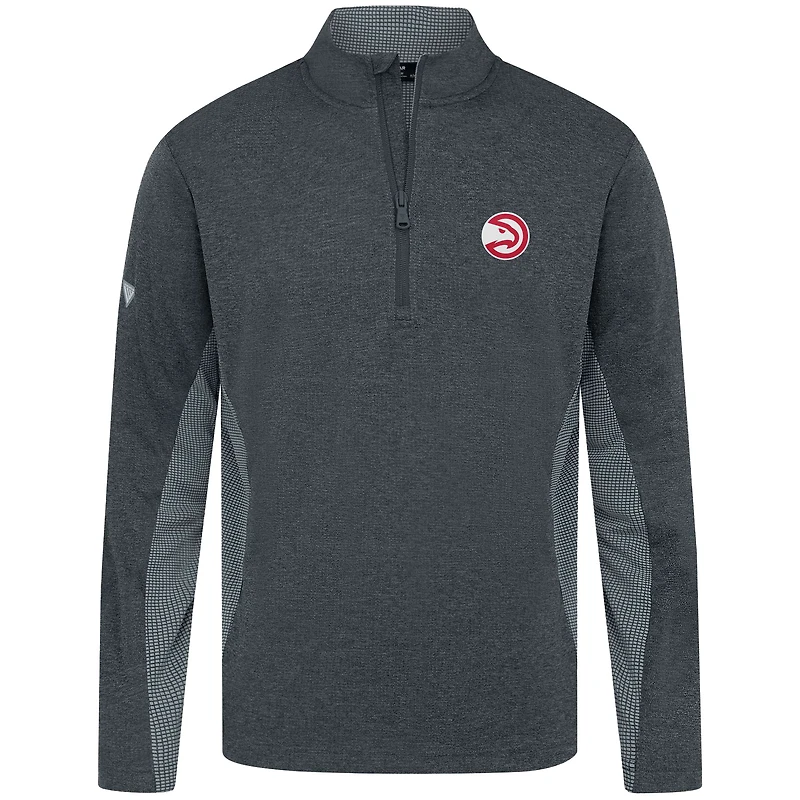Men's Levelwear Heather Black Atlanta Hawks Waffle Insignia 2.0 Quarter-Zip Top