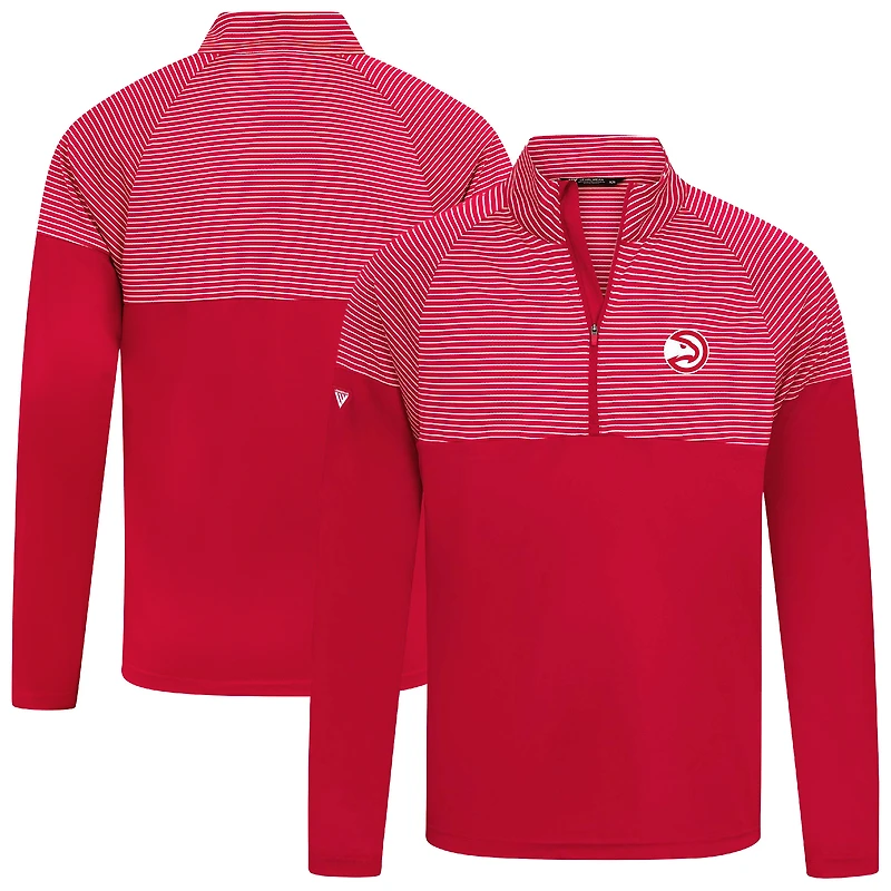 Men's Levelwear Red Atlanta Hawks Classic Stripes Quarter-Zip Top